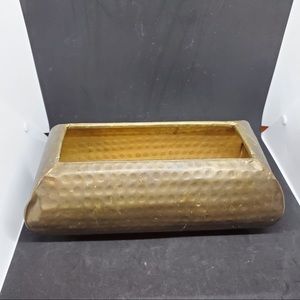 Vintage Large Hammered Brass Rectangular Vase Planter